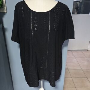Misia Black Short Sleeve Lace Top